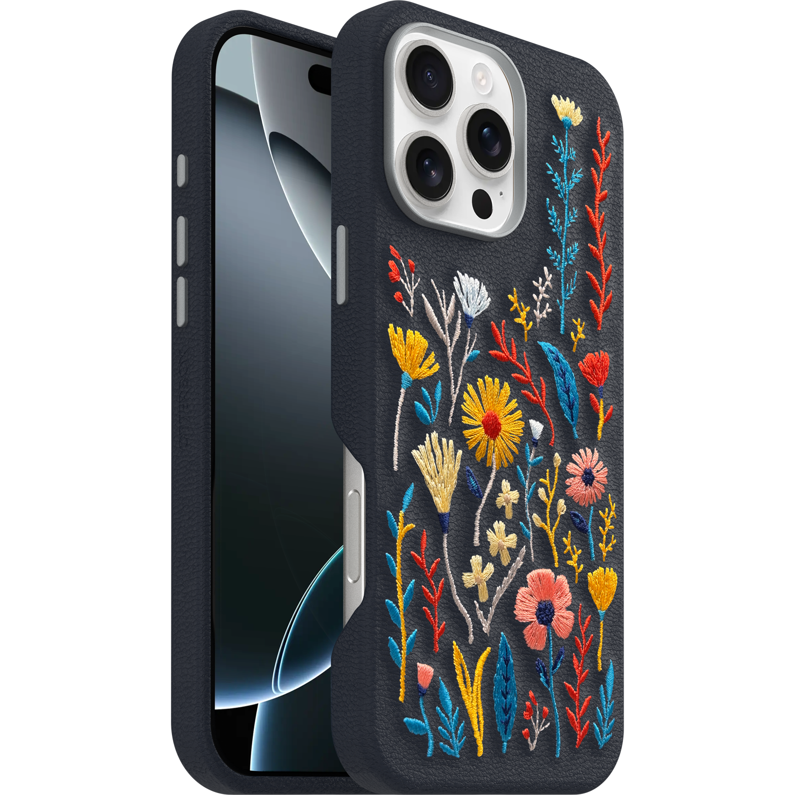 Coque iPhone 16 Pro Max | Symmetry Series Cactus Leather Embroidery Enchanted Garden