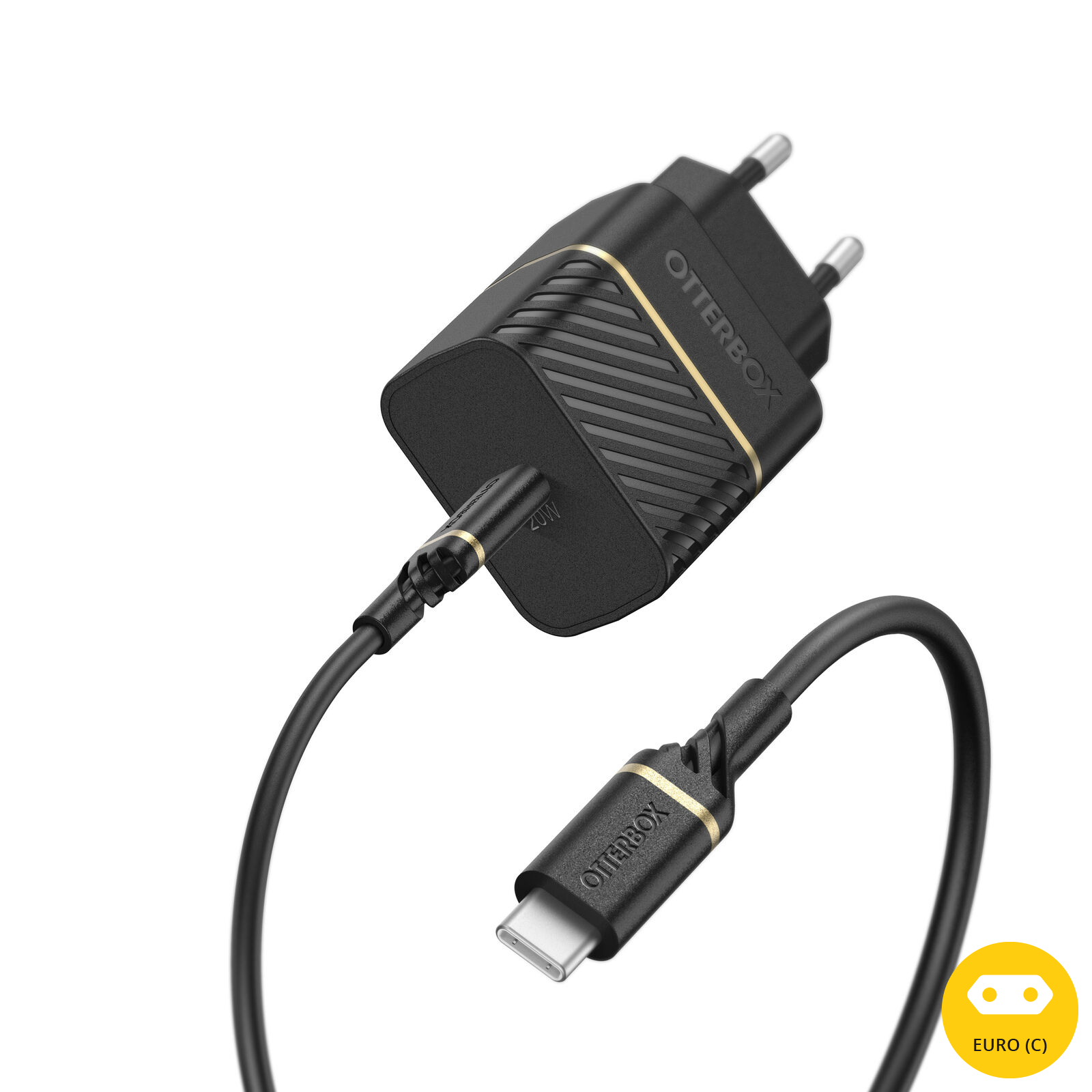 USB-C vers USB-C 20 W Chargeur mural premium + câble Black Shimmer